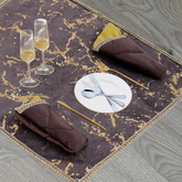 14 Pcs Quilted Velvet Table Runner Set Ethereal Brown